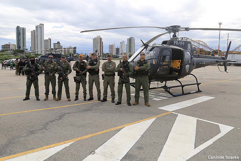 Helicópteros do Ceará, Paraíba, da PRF e policiais reforçam segurança pública do RN